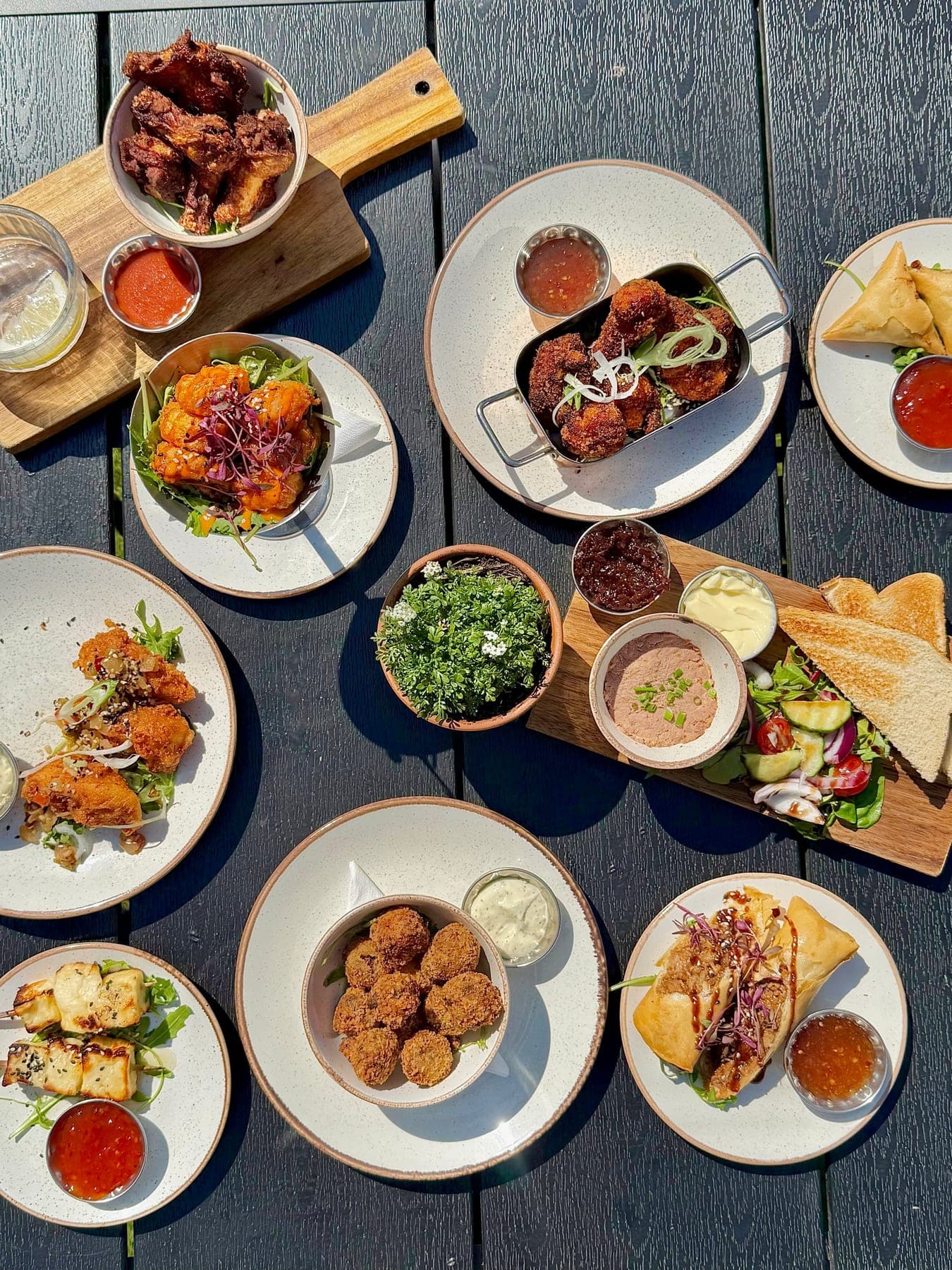 Sharing plates from above