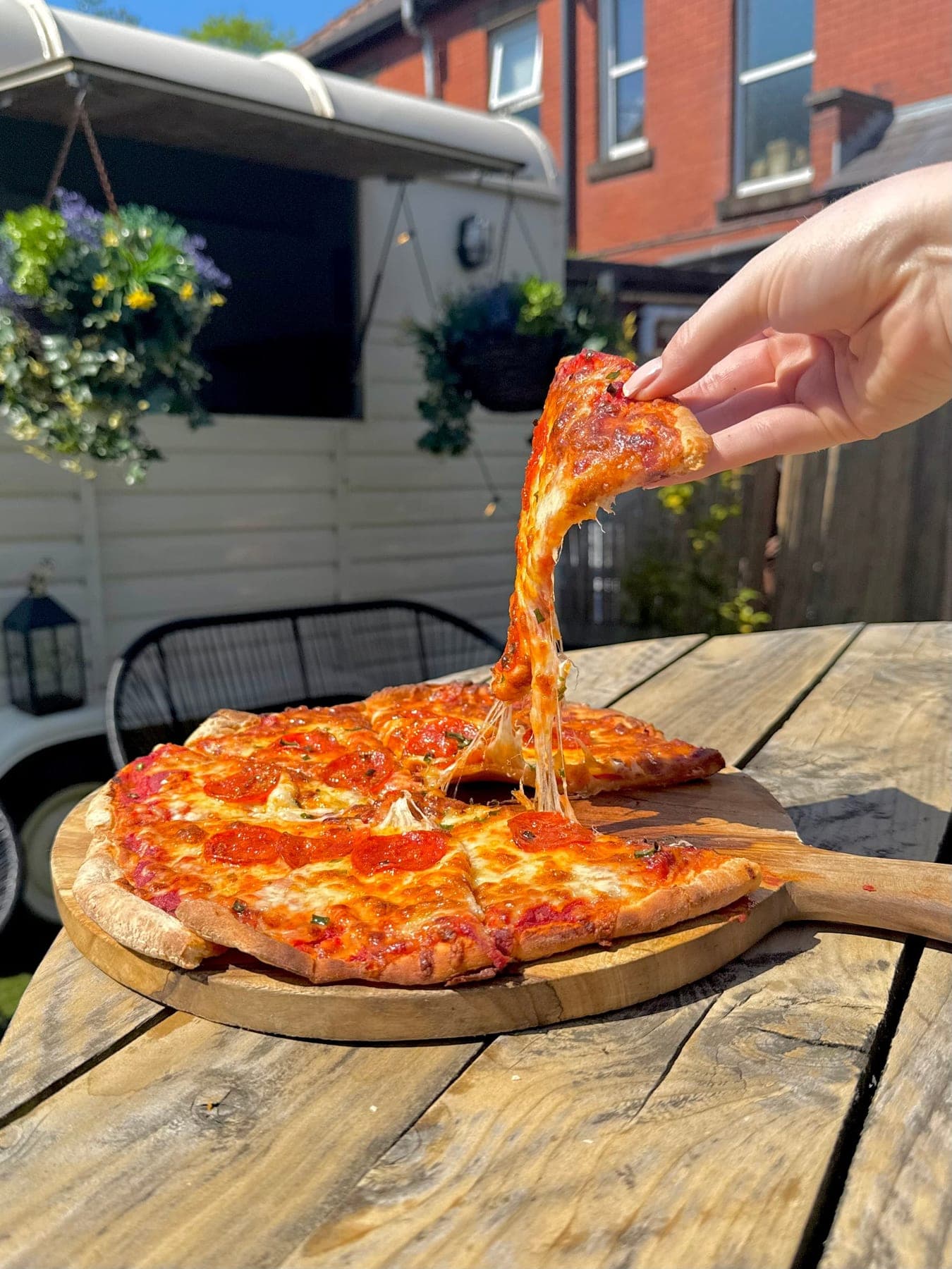 Fresh pizza from the oven