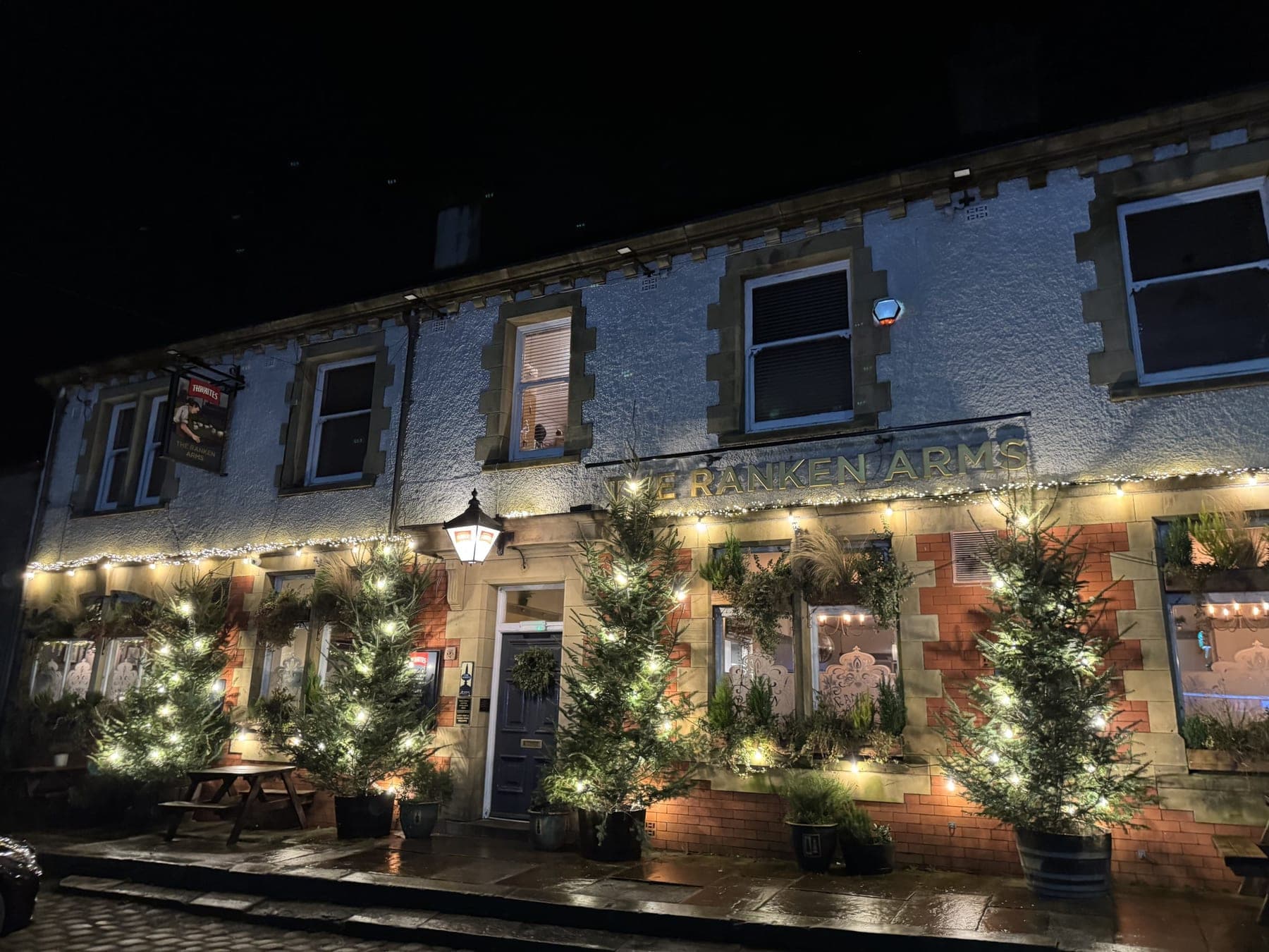 Festive lights on a winter evening